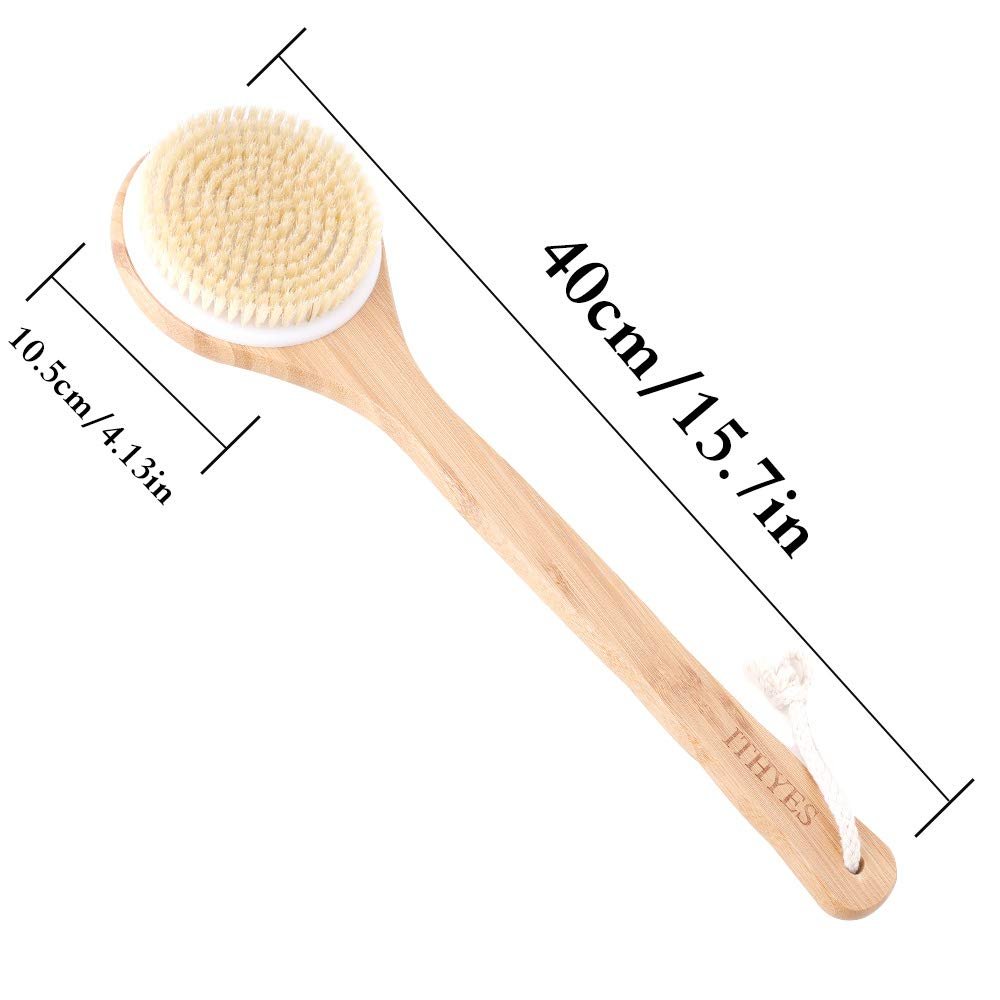 Ithyes Body Brush for Dry Brushing – Long Handle Bamboo Brush with Natural Bristles for Exfoliating, Massage, and Improved Circulation - görsel 11