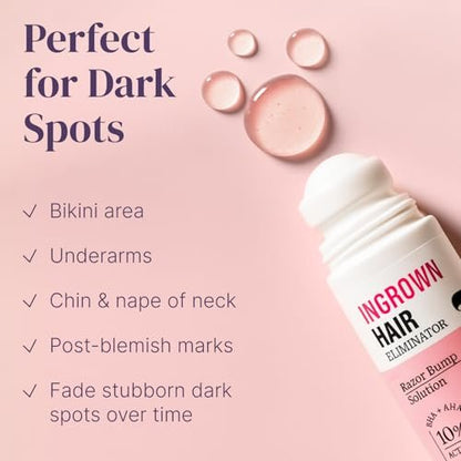 Razor Bump Stopper with Dark Spot Remover - Salicylic Acid After Shave Solution for Ingrown Hairs & Razor Burns, 3 Fl Oz