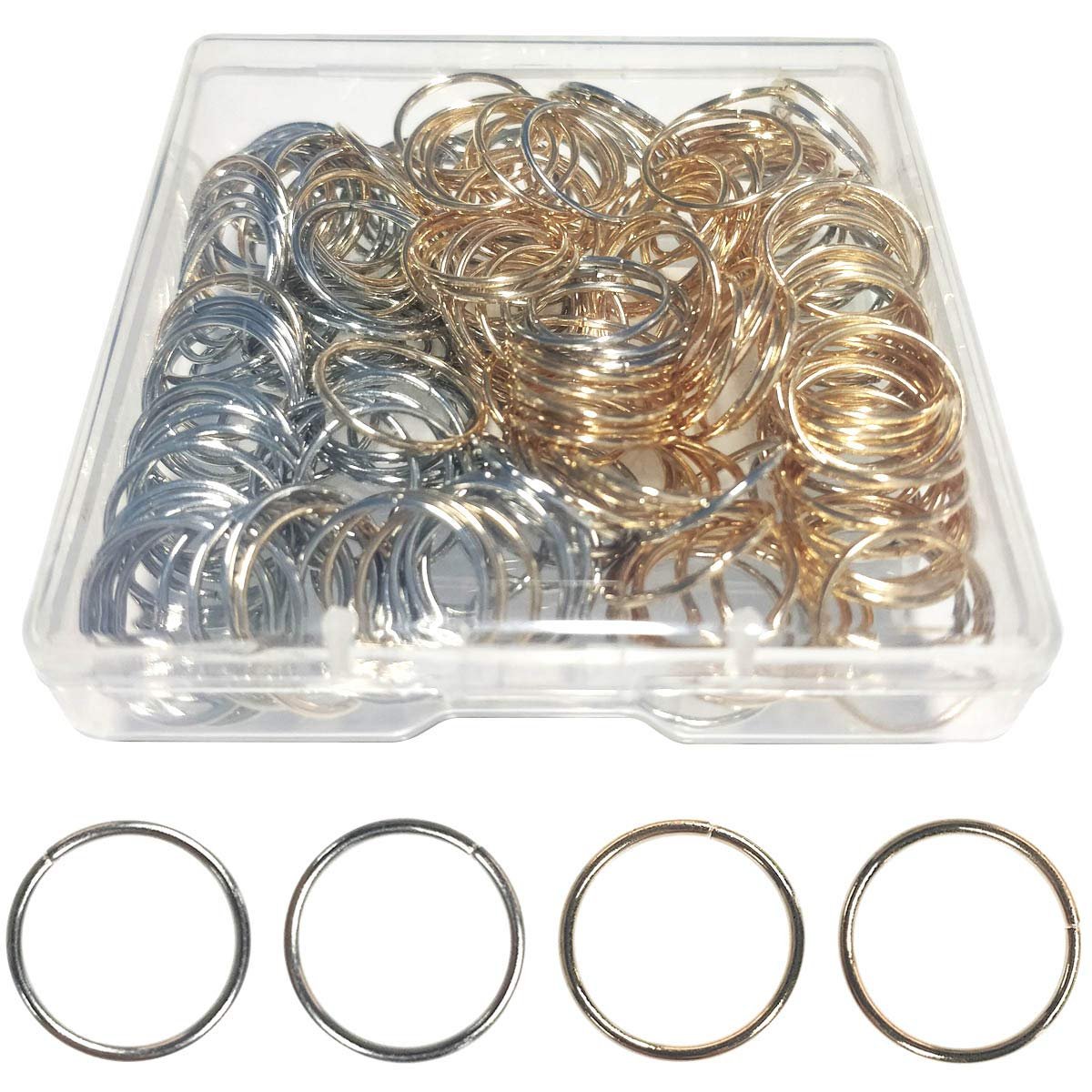 200 PCS Hair Braid Rings - Gold and Silver Metal Hair Hoops for Dreadlocks, Braids, and Ponytails - görsel 1