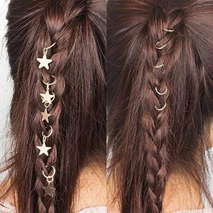 200 PCS Hair Braid Rings - Gold and Silver Metal Hair Hoops for Dreadlocks, Braids, and Ponytails