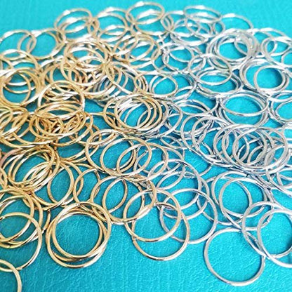 200 PCS Hair Braid Rings - Gold and Silver Metal Hair Hoops for Dreadlocks, Braids, and Ponytails