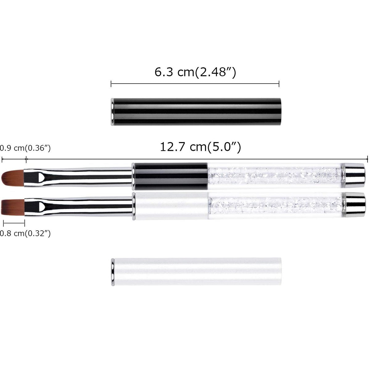 Ycyan 2-Piece Oval & Flat UV Builder Gel Nail Brush Set with Rhinestone Handle – Professional Nail Art Brushes for Polygel and Hard Gel - görsel 11