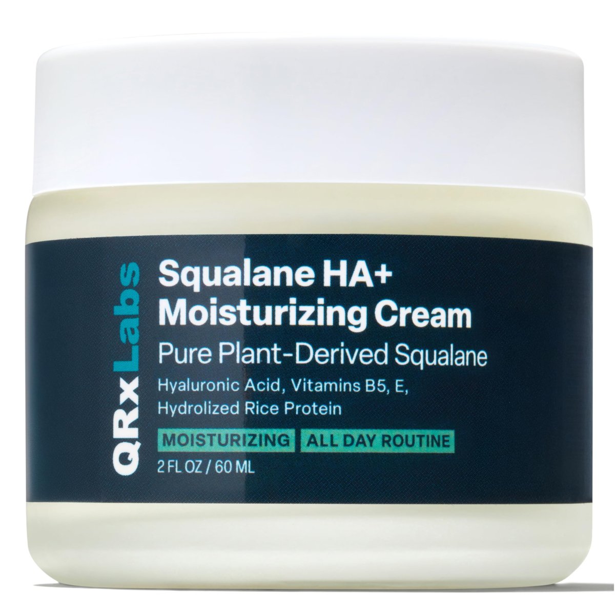 QRxLabs Plant-Based Squalane Face Moisturizer – Hyaluronic Acid Cream & Anti-Aging Face Cream with Vitamin B5 & Rice Protein, 2 Fl Oz Avelisse