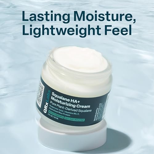 QRxLabs Plant-Based Squalane Face Moisturizer – Hyaluronic Acid Cream & Anti-Aging Face Cream with Vitamin B5 & Rice Protein, 2 Fl Oz Avelisse