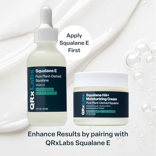 QRxLabs Plant-Based Squalane Face Moisturizer – Hyaluronic Acid Cream & Anti-Aging Face Cream with Vitamin B5 & Rice Protein, 2 Fl Oz Avelisse