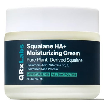 QRxLabs Plant-Based Squalane Face Moisturizer – Hyaluronic Acid Cream & Anti-Aging Face Cream with Vitamin B5 & Rice Protein, 2 Fl Oz Avelisse