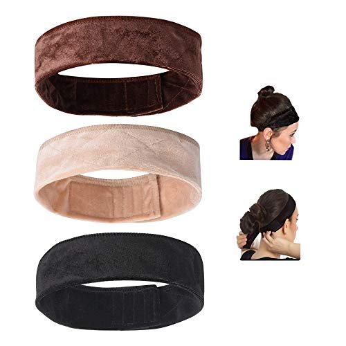 sansheng 3 Pack Wig Grip Band - Velvet Headband Scarf Hair Band, Extra Hold Stretch Cotton Headbands for Women (3 Colors) - görsel 2