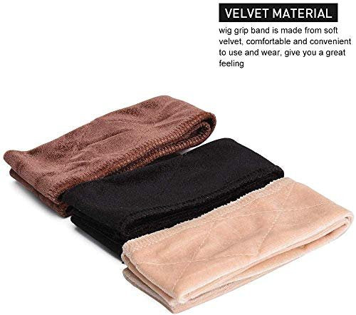 sansheng 3 Pack Wig Grip Band - Velvet Headband Scarf Hair Band, Extra Hold Stretch Cotton Headbands for Women (3 Colors) - görsel 10
