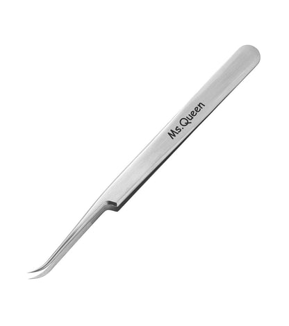 Ms.Queen Professional Eyelash Extension Tweezers - Curved Pointed Isolation Tweezers for Classic and Volume Lash Application