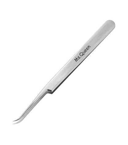 Ms.Queen Professional Eyelash Extension Tweezers - Curved Pointed Isolation Tweezers for Classic and Volume Lash Application