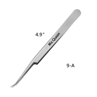 Ms.Queen Professional Eyelash Extension Tweezers - Curved Pointed Isolation Tweezers for Classic and Volume Lash Application