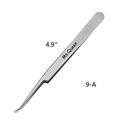 Ms.Queen Professional Eyelash Extension Tweezers - Curved Pointed Isolation Tweezers for Classic and Volume Lash Application