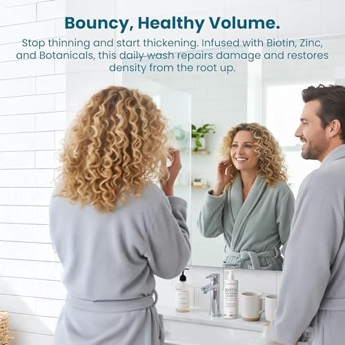 Biotin Shampoo and Conditioner for Thinning Hair Growth - Thickening Shampoo for Hair Loss Treatment - Natural Sulfate Free for Color Treated Hair - Regrowth Treatment for Men Women - 16 oz Each Avelisse