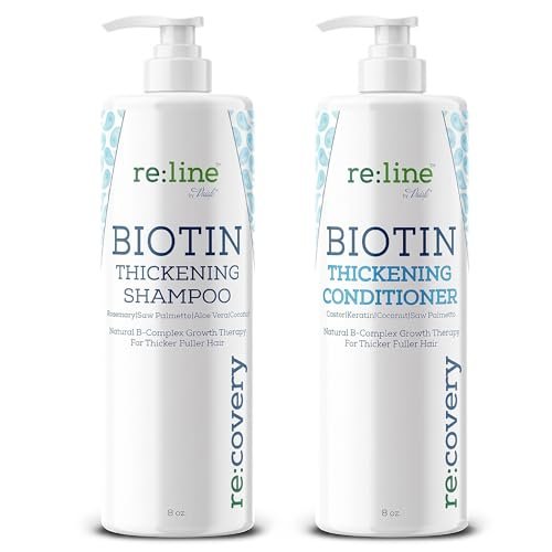 Biotin Shampoo and Conditioner for Thinning Hair Growth - Thickening Shampoo for Hair Loss Treatment - Natural Sulfate Free for Color Treated Hair - Regrowth Treatment for Men Women - 16 oz Each Avelisse