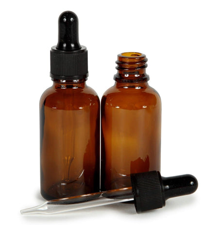 Vivaplex Amber Glass Bottles with Glass Eye Droppers – 4 oz, 2 Pack