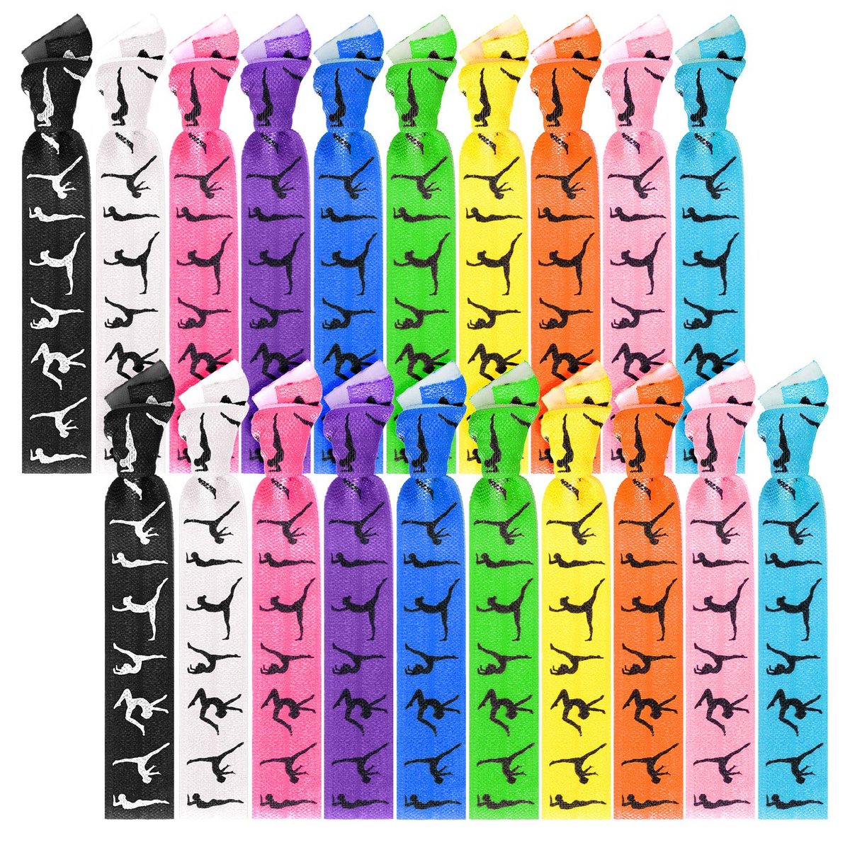 BBTO 20 Pieces Girls Gymnastics Hair Ties - No Crease Fabric Hair Bands for Sport, Gifts for Women & Girls (Classic Colors) - görsel 1