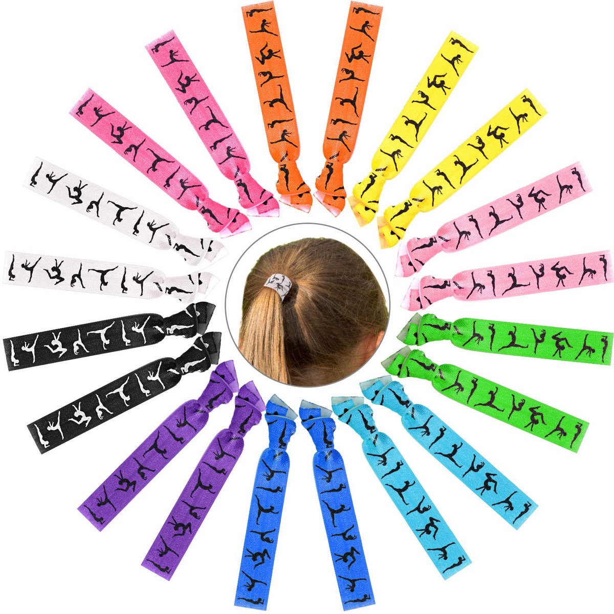 BBTO 20 Pieces Girls Gymnastics Hair Ties - No Crease Fabric Hair Bands for Sport, Gifts for Women & Girls (Classic Colors) - görsel 3