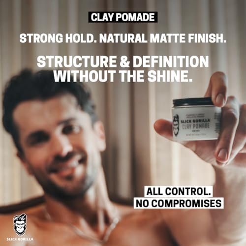 Slick Gorilla Clay Pomade for Men – Firm Hold, Natural Matte Finish, 2.5 oz - görsel 9