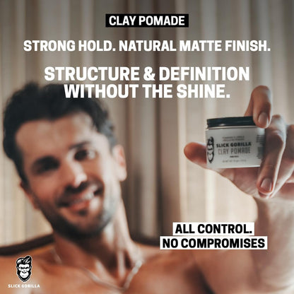 Slick Gorilla Clay Pomade for Men – Firm Hold, Natural Matte Finish, 2.5 oz