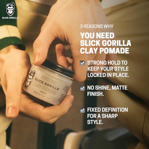 Slick Gorilla Clay Pomade for Men – Firm Hold, Natural Matte Finish, 2.5 oz - görsel 6