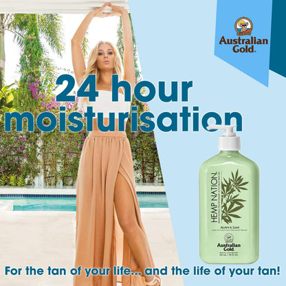 Australian Gold Hemp Nation Agave & Lime Moisturizing Tan Extender with Hemp Seed Oil, 18 Fl Oz Avelisse