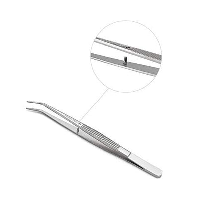 Stainless Steel Tweezers with Curved Serrated Tip, Multipurpose Sewing Machine Tweezers Forceps for Craft Repairing (2 Pcs Set)