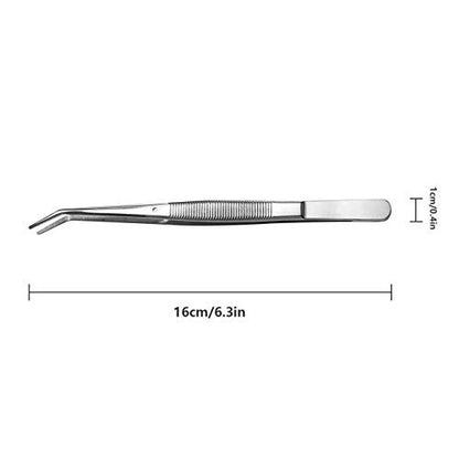 Stainless Steel Tweezers with Curved Serrated Tip, Multipurpose Sewing Machine Tweezers Forceps for Craft Repairing (2 Pcs Set)