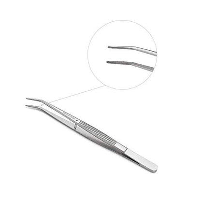 Stainless Steel Tweezers with Curved Serrated Tip, Multipurpose Sewing Machine Tweezers Forceps for Craft Repairing (2 Pcs Set)