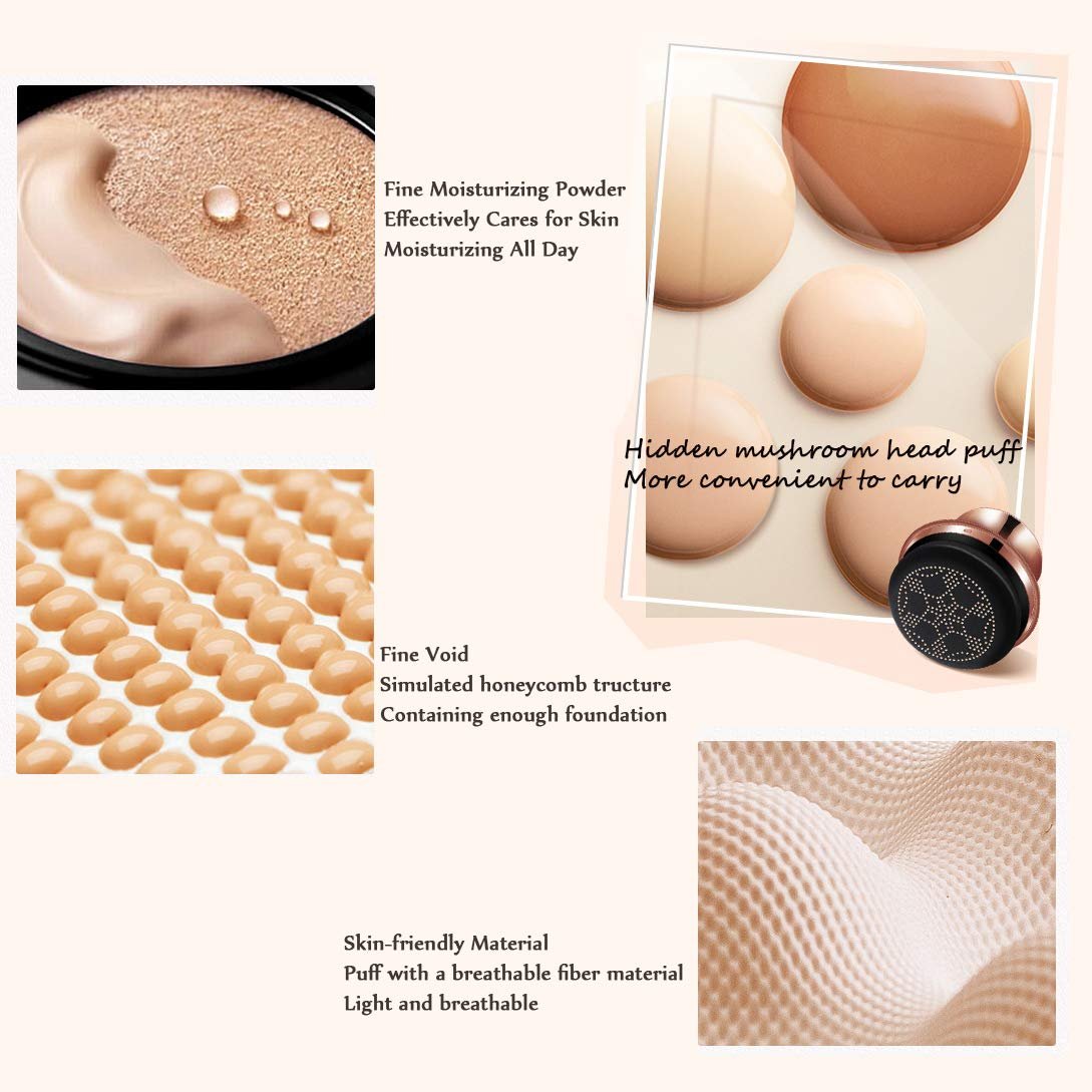 GL-Turelifes Mushroom Head Air Cushion Foundation CC Cream – Natural Color, Lightweight & Smoothing Natural Concealer for Flawless Skin - görsel 9