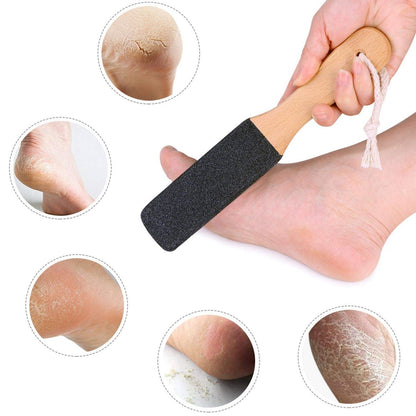 BTYMS 2-Piece Foot File Callus Remover with Wooden Handle - Heel Grater Pedicure File for Dead Skin, Pumice Stone