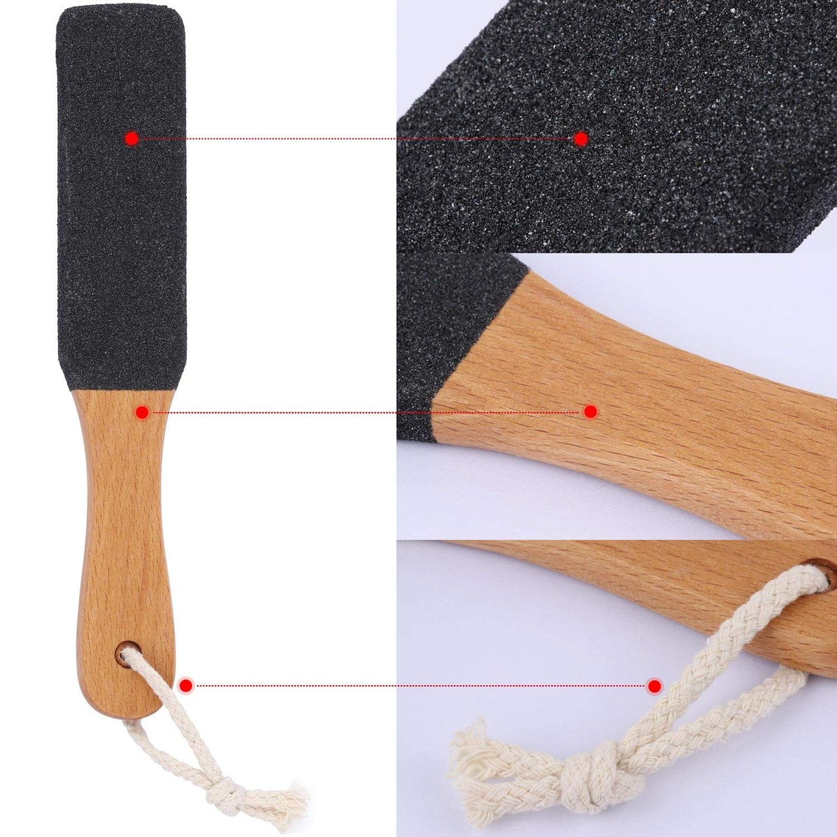 BTYMS 2-Piece Foot File Callus Remover with Wooden Handle - Heel Grater Pedicure File for Dead Skin, Pumice Stone - görsel 9