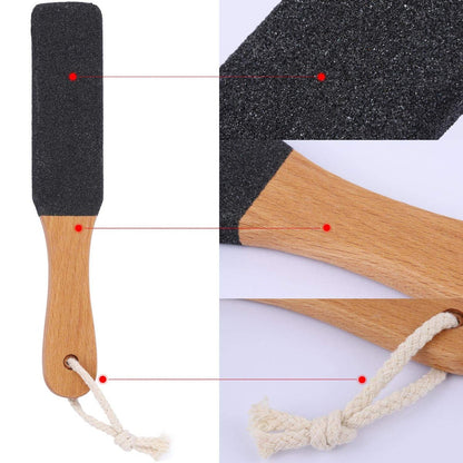 BTYMS 2-Piece Foot File Callus Remover with Wooden Handle - Heel Grater Pedicure File for Dead Skin, Pumice Stone