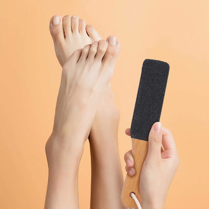 BTYMS 2-Piece Foot File Callus Remover with Wooden Handle - Heel Grater Pedicure File for Dead Skin, Pumice Stone