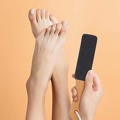 BTYMS 2-Piece Foot File Callus Remover with Wooden Handle - Heel Grater Pedicure File for Dead Skin, Pumice Stone