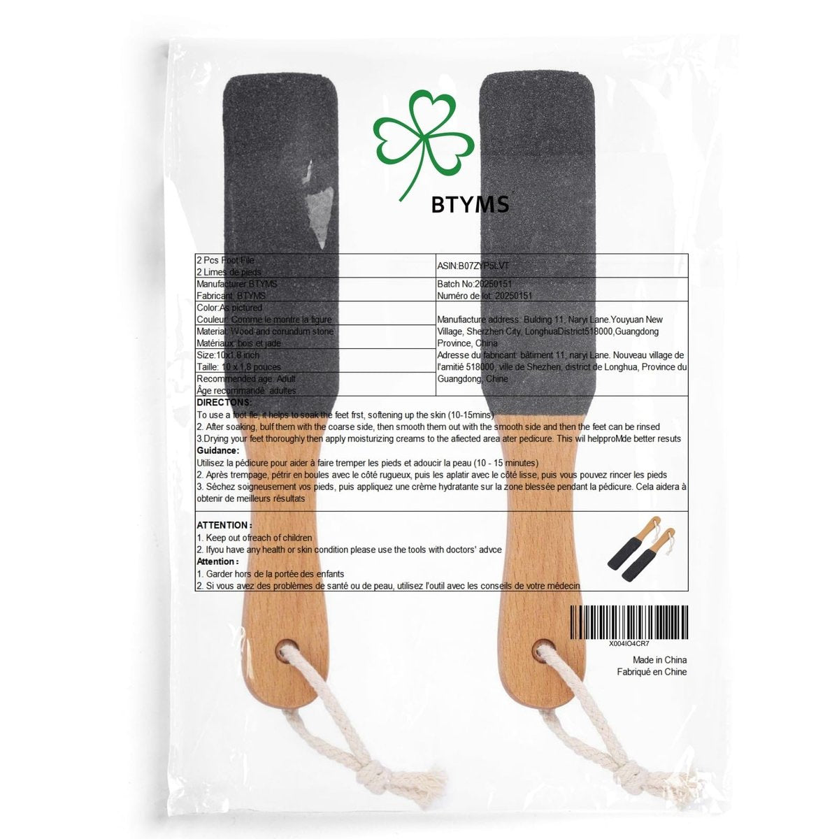 BTYMS 2-Piece Foot File Callus Remover with Wooden Handle - Heel Grater Pedicure File for Dead Skin, Pumice Stone - görsel 15