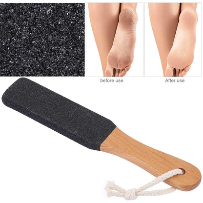 BTYMS 2-Piece Foot File Callus Remover with Wooden Handle - Heel Grater Pedicure File for Dead Skin, Pumice Stone