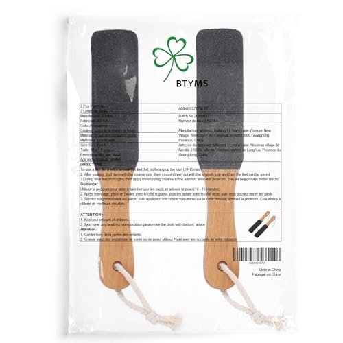 BTYMS 2-Piece Foot File Callus Remover with Wooden Handle - Heel Grater Pedicure File for Dead Skin, Pumice Stone - görsel 16