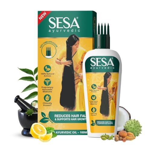 Sesa Ayurvedic Hair Oil with Bhringraj & 17 Rare Herbs – Coconut & 4 Nourishing Oils for Hair Growth, Control Hair Fall, Easy Applicator, 3.38 Fl Oz (100 ml) - görsel 2