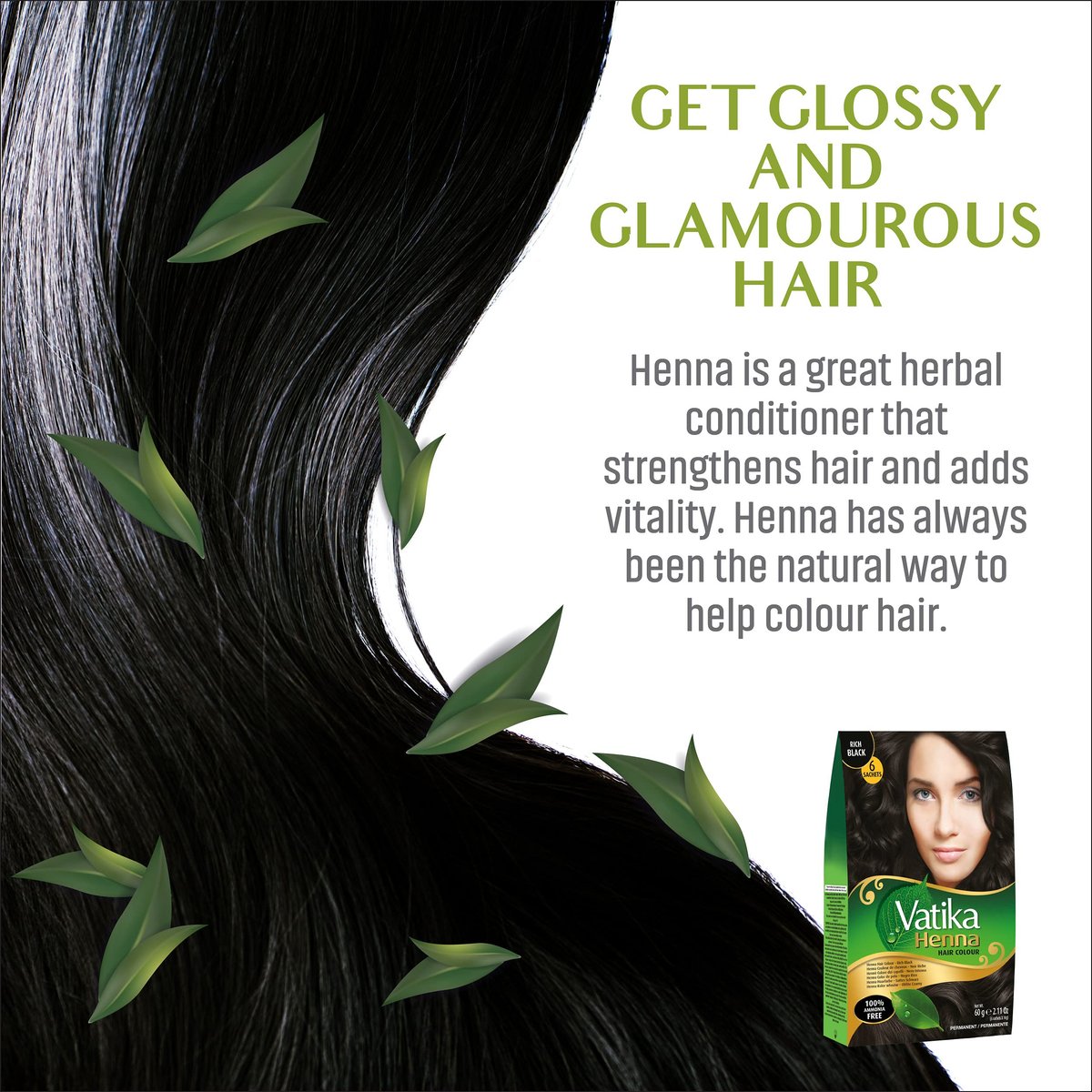 Vatika Naturals Permanent Hair Dye Rich Black – Ammonia-Free with Natural Henna, Grey Coverage, Nourishing Herbal Blend, Long-Lasting Hair Color – 18 Sachets x 10g (Pack of 3) Avelisse