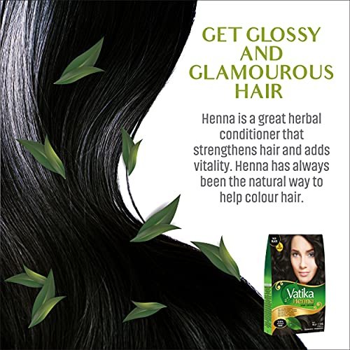 Vatika Naturals Permanent Hair Dye Rich Black – Ammonia-Free with Natural Henna, Grey Coverage, Nourishing Herbal Blend, Long-Lasting Hair Color – 18 Sachets x 10g (Pack of 3) Avelisse