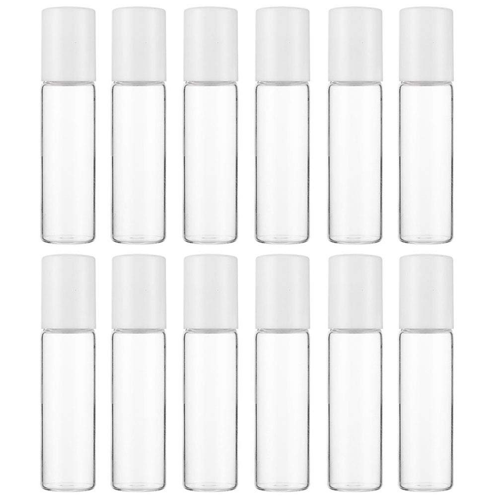 12-Pack Clear Glass Roller Bottles 10ml - Refillable Essential Oil Roll-On Containers with Glass Ball for Aromatherapy, Perfume, and Eye Serum - görsel 1