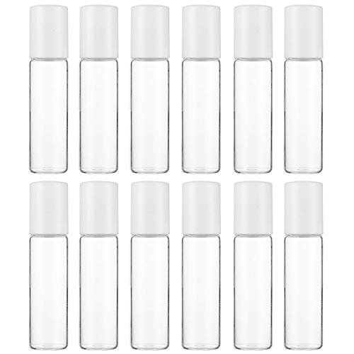 12-Pack Clear Glass Roller Bottles 10ml - Refillable Essential Oil Roll-On Containers with Glass Ball for Aromatherapy, Perfume, and Eye Serum - görsel 2