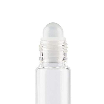 12-Pack Clear Glass Roller Bottles 10ml - Refillable Essential Oil Roll-On Containers with Glass Ball for Aromatherapy, Perfume, and Eye Serum