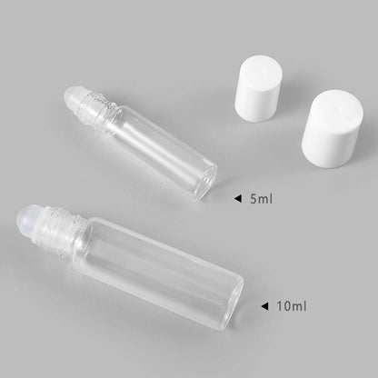 12-Pack Clear Glass Roller Bottles 10ml - Refillable Essential Oil Roll-On Containers with Glass Ball for Aromatherapy, Perfume, and Eye Serum