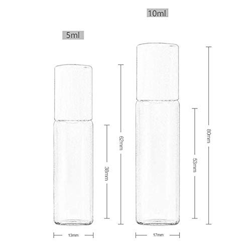 12-Pack Clear Glass Roller Bottles 10ml - Refillable Essential Oil Roll-On Containers with Glass Ball for Aromatherapy, Perfume, and Eye Serum - görsel 12