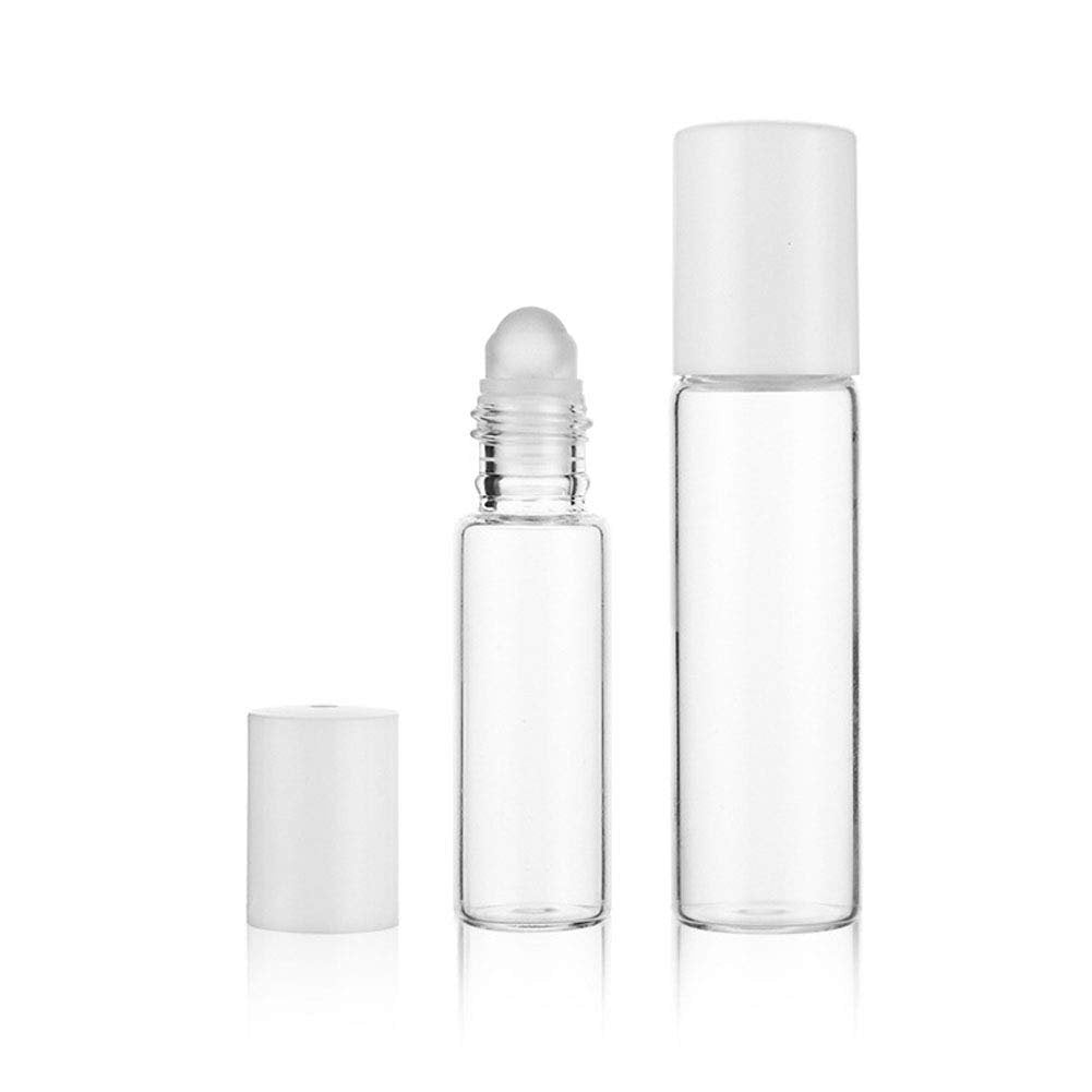 12-Pack Clear Glass Roller Bottles 10ml - Refillable Essential Oil Roll-On Containers with Glass Ball for Aromatherapy, Perfume, and Eye Serum - görsel 3