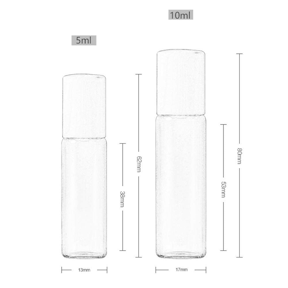 12-Pack Clear Glass Roller Bottles 10ml - Refillable Essential Oil Roll-On Containers with Glass Ball for Aromatherapy, Perfume, and Eye Serum - görsel 11