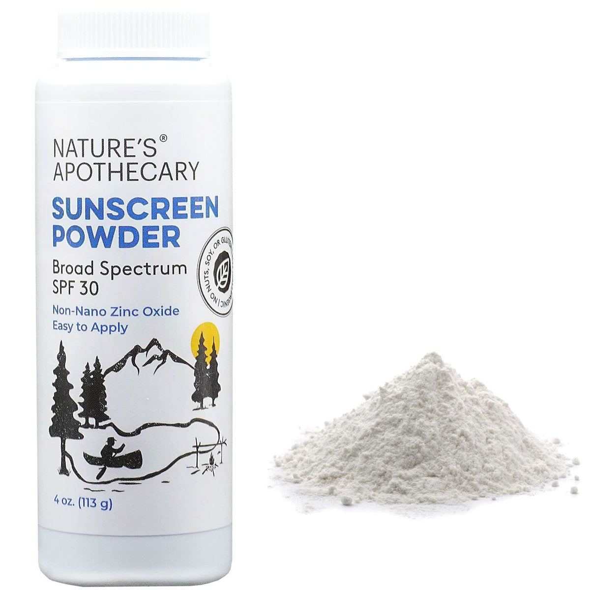 All-Natural Non Nano Zinc Oxide Sunscreen Powder SPF 30 - Water & Sweat Resistant, Reef Safe, Hypoallergenic, Biodegradable, Made in USA - 4 oz Avelisse