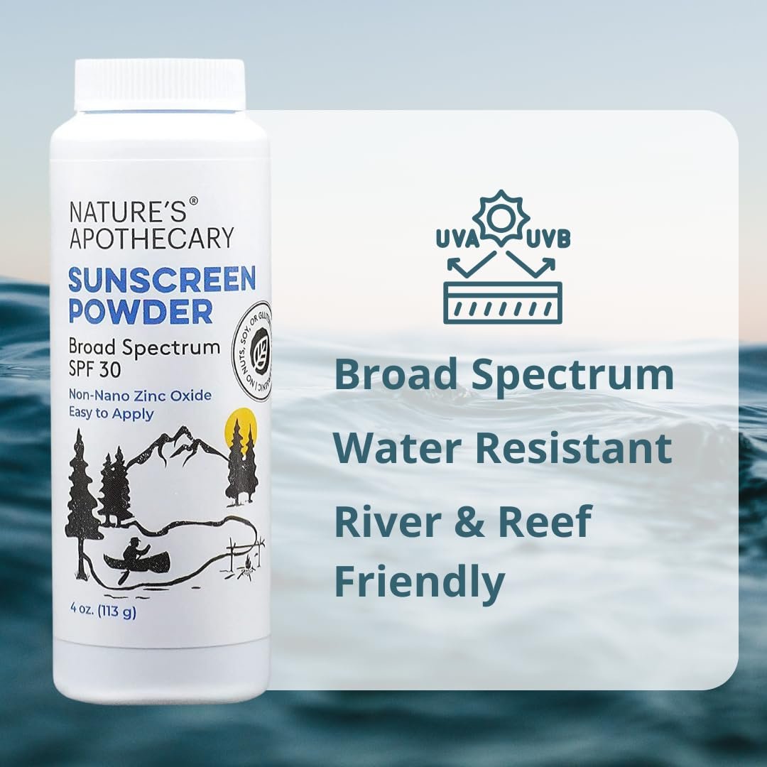 All-Natural Non Nano Zinc Oxide Sunscreen Powder SPF 30 - Water & Sweat Resistant, Reef Safe, Hypoallergenic, Biodegradable, Made in USA - 4 oz Avelisse