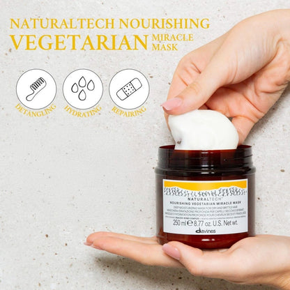 Davines Naturaltech Nourishing Vegetarian Miracle Mask – Restructuring & Hydrating Hair Mask for Dry & Damaged Hair with Vegetal Keratin, Intense Repair Treatment, 8.45 Fl Oz Avelisse